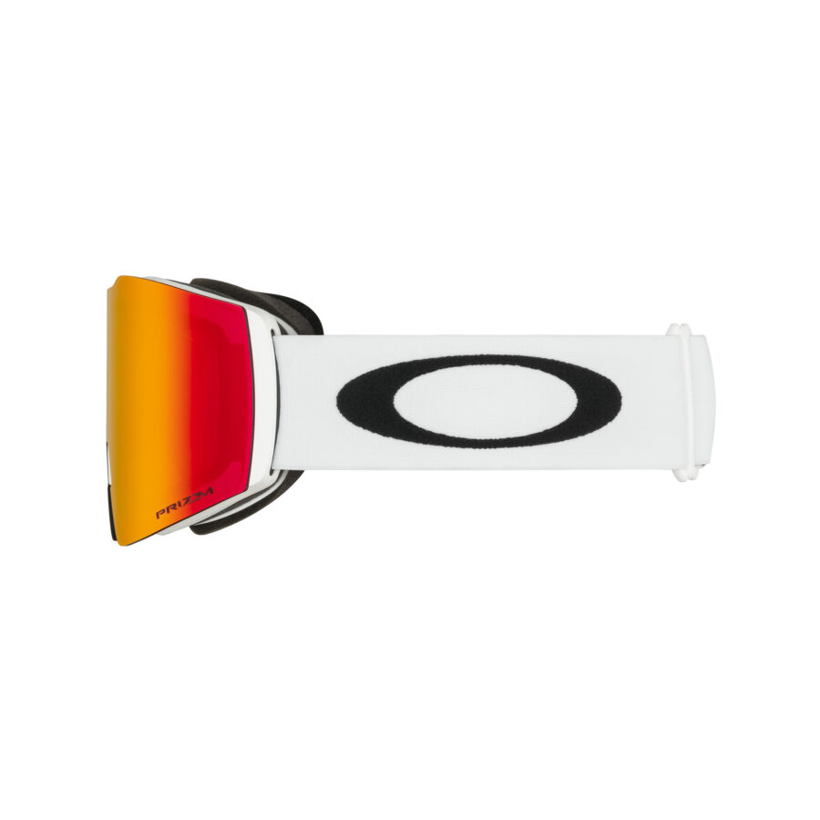 گاگل و عینک اسکی  اوکلی مدل Fall line  نارنجی جیوه ای با بند سفید XL
