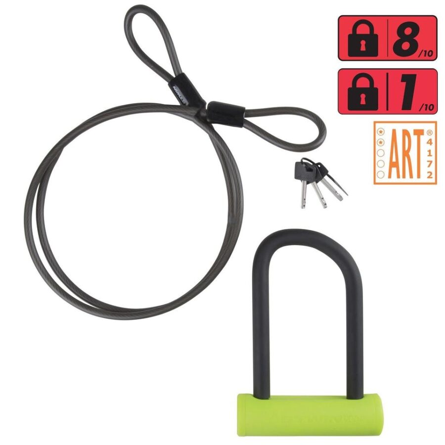 قفل D شکل به همراه کابل – سبز