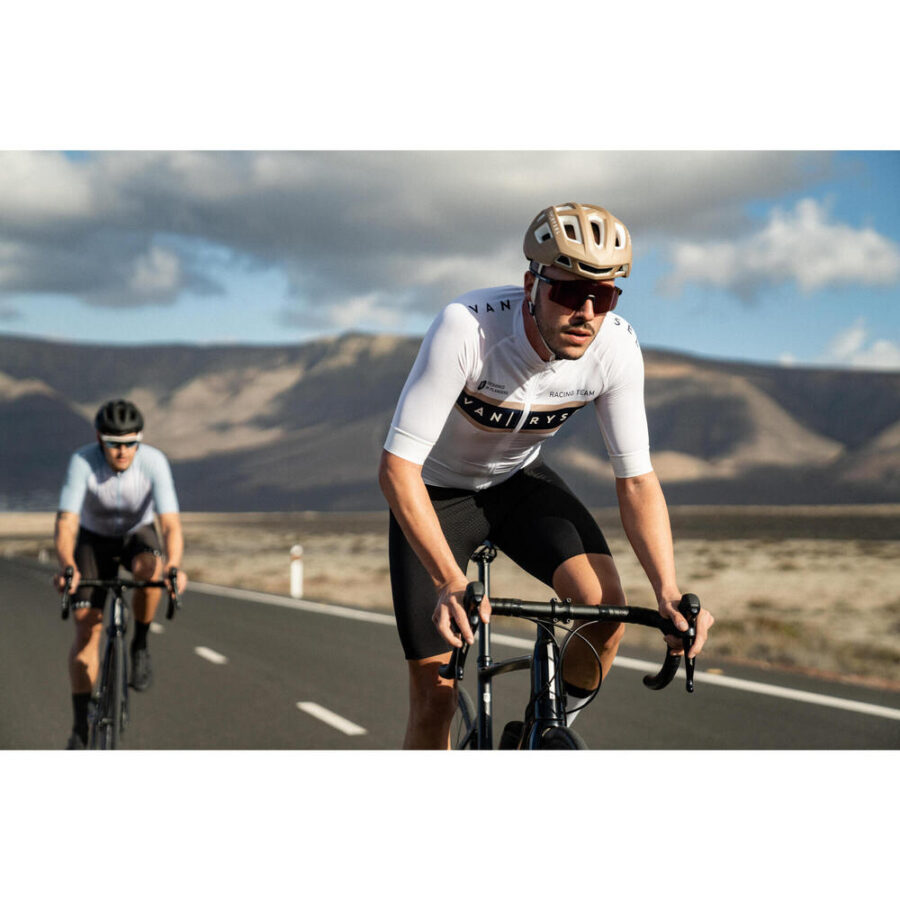 جرسی دوچرخه سواری تمام زیپ تیمی مردانه - سفید