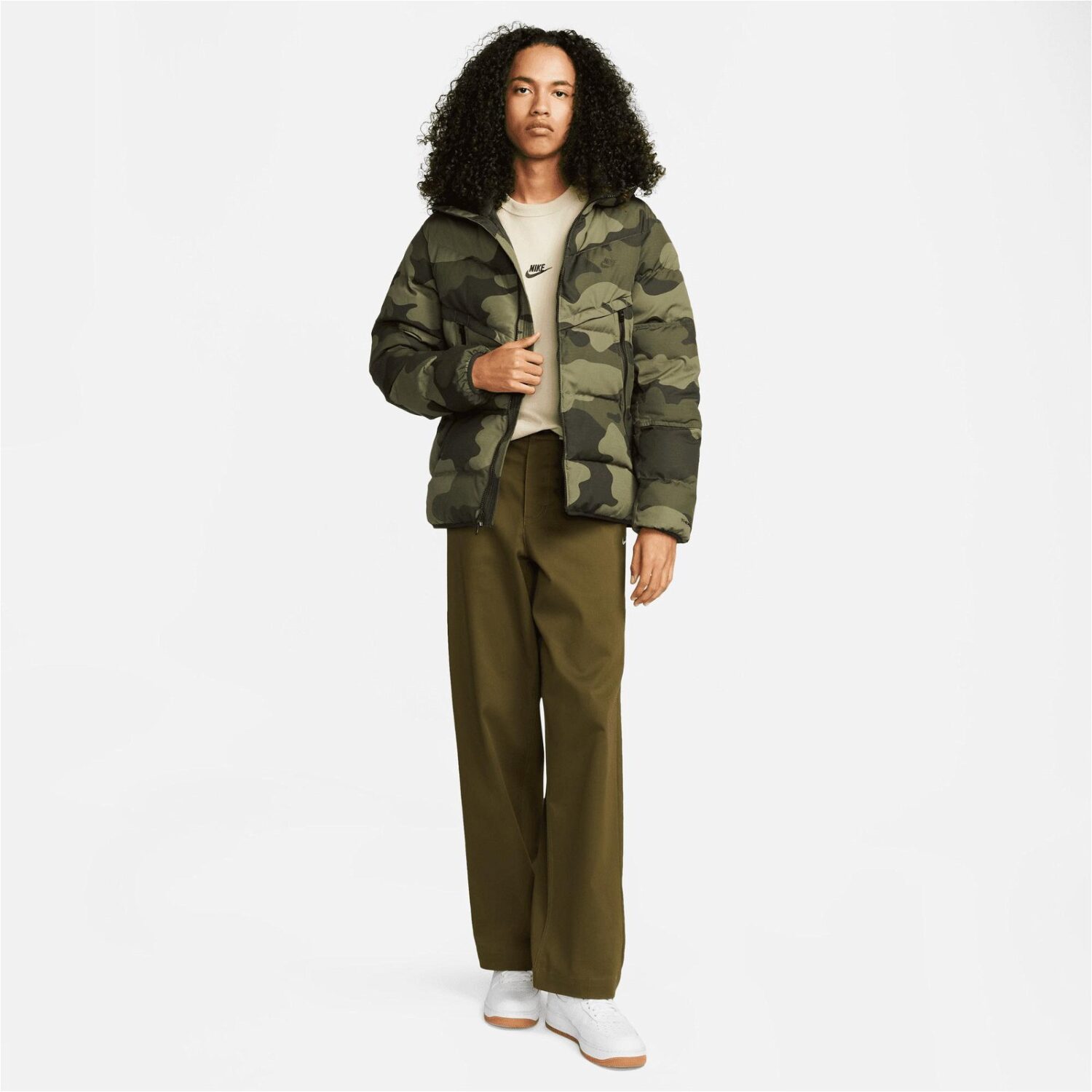 کاپشن مردانه نایکی Therma-FIT Wildrunner Pl-Fld Camo - خاکی