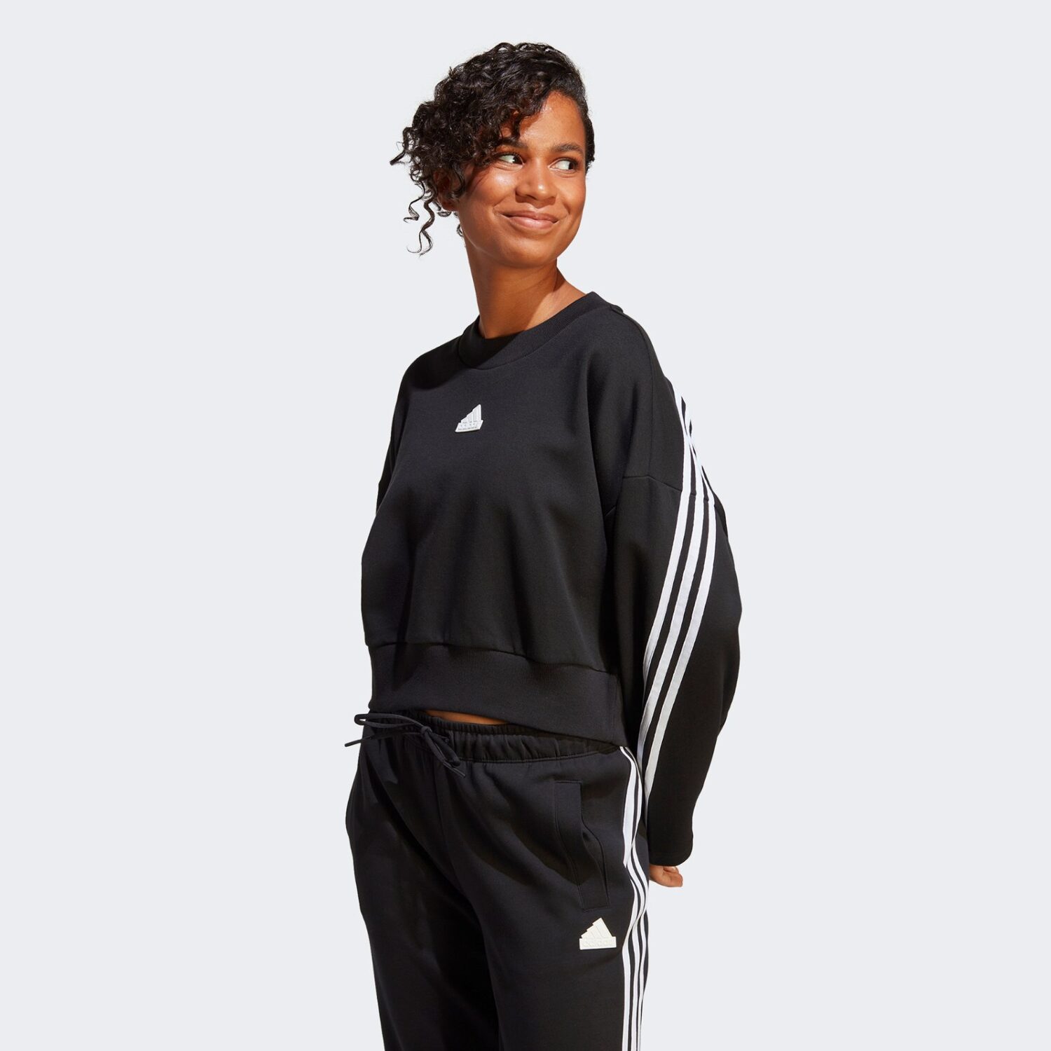 سویشرت آدیداس زنانه Future Icon 3 Stripes Crew - سیاه