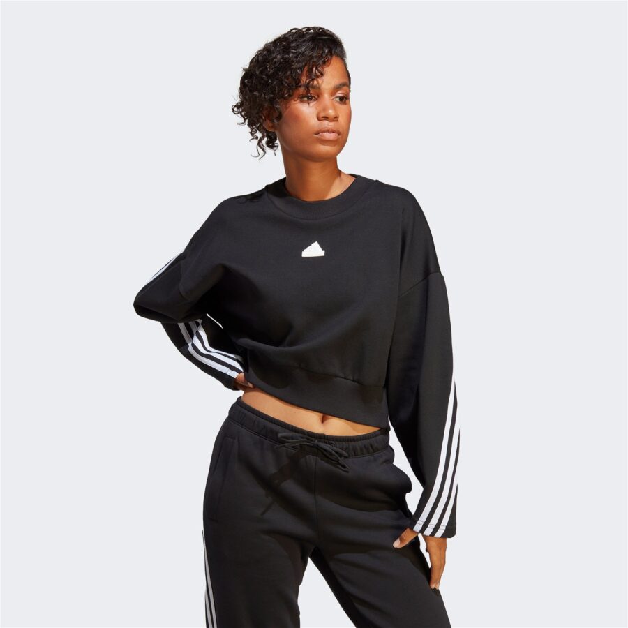 سویشرت آدیداس زنانه Future Icon 3 Stripes Crew - سیاه