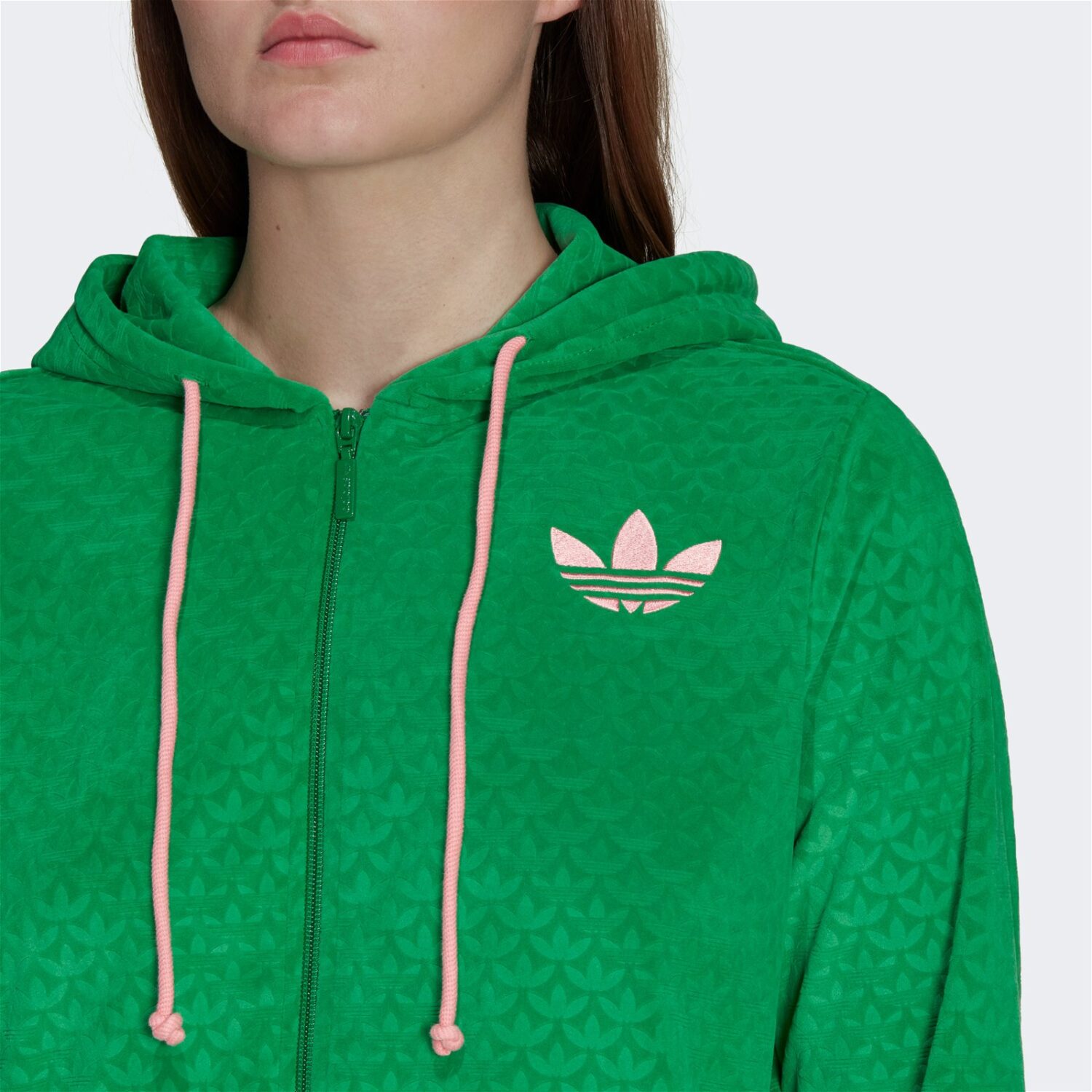 سویشرت آدیداس زنانه Velour Zip Hood - سبز