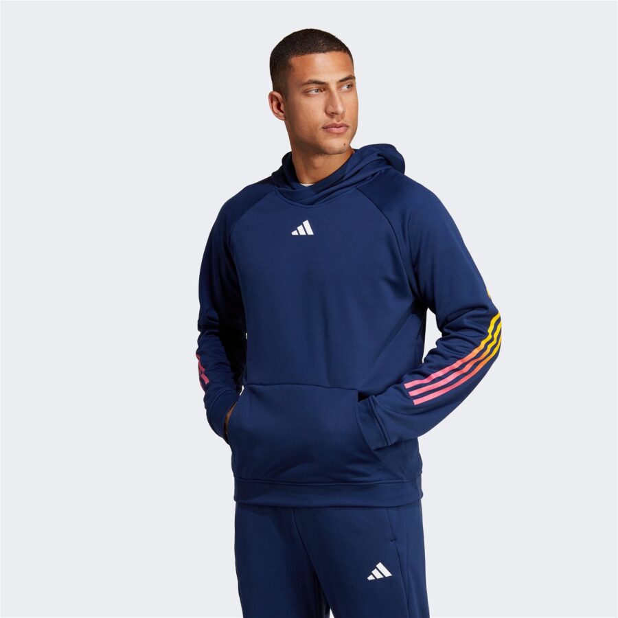 هودی آدیداس مردانه Train Icon 3 Stripes Hoodie - سرمه ای