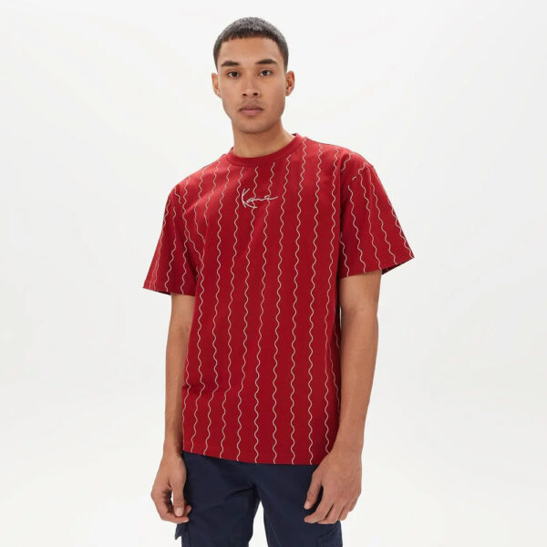 تیشرت مردانه کارل کانی Signature Zigzac Pinstripe - قرمز