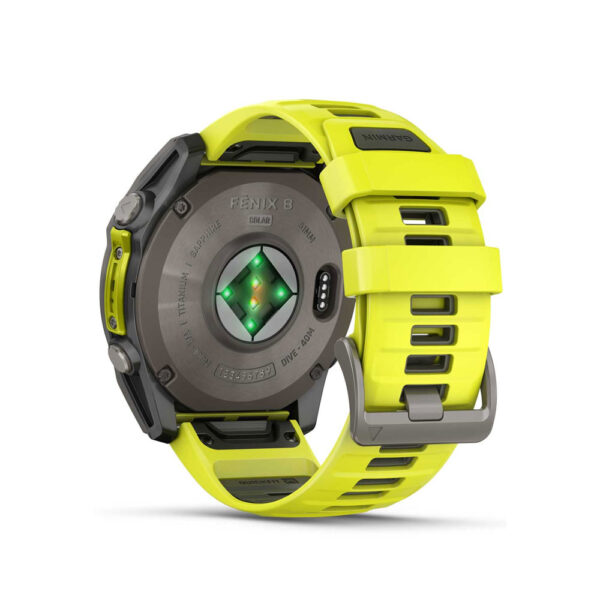 ساعت گارمین مدل Fenix 8 Solar Sapphire - سایز 51mm - بند Yellow Graphite Silicone