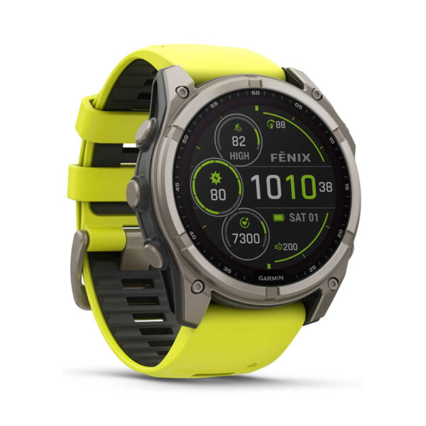 ساعت گارمین مدل Fenix 8 Solar Sapphire - سایز 51mm - بند Yellow Graphite Silicone